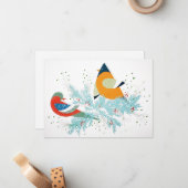 Grillige Kerstvogels Notitiekaartje (Voorkant / Achterkant in situ)