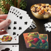 grillige kikker holding hart pokerkaarten (Insitu)