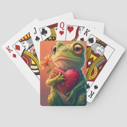 grillige kikker holding hart pokerkaarten (Achterkant)