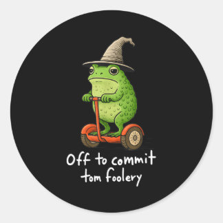 Grillige Kikker Tovenaar Meme Op Weg Om Tom Foole Ronde Sticker