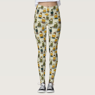 Grillige Kikkers in Regenjassen Patroon Leggings