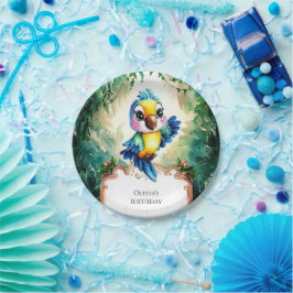grillige kinderen papegaai verjaardag papieren bordje