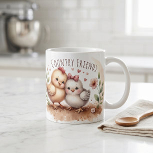 Grillige Kip Duo Cottagecore Waterverf Koffiemok