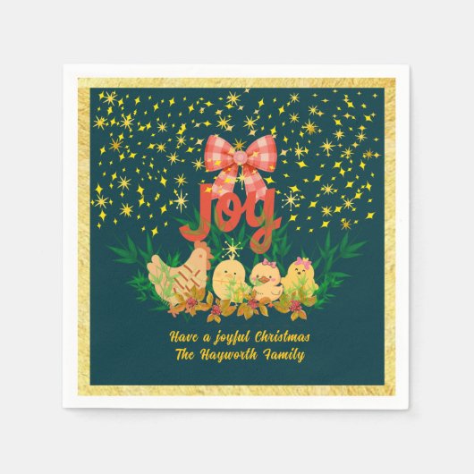 Grillige kip en kuiken Kerst Papier Servet (Voorkant)