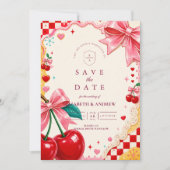 Grillige Kitsch-Huwelijk Save The Date (Voorkant)