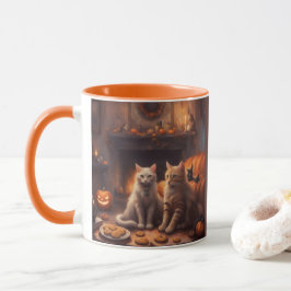 Grillige kitten met Halloween in een gezellige woo Mok
