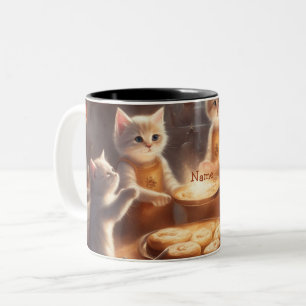 Grillige Kittens Bakken Koekjes Halloween Tweekleurige Koffiemok