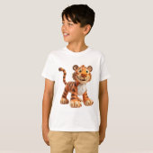 Grillige kleianimatietijger met oversized poten t-shirt (Voorkant volledig)