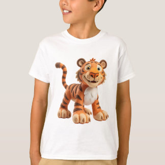 Grillige kleianimatietijger met oversized poten t-shirt