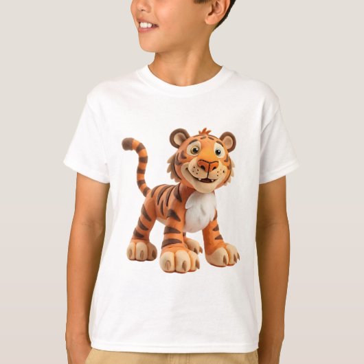 Grillige kleianimatietijger met oversized poten t-shirt (Voorkant)