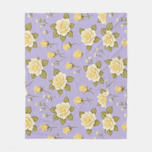 Grillige Kleine Gele En Witte Rozen Fleece Deken