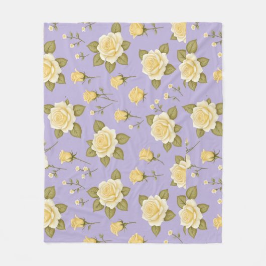 Grillige Kleine Gele En Witte Rozen Fleece Deken (Voorkant)