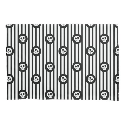 Grillige Kleine Schedels Zwart & Wit Schedel Kussensloop (Voorkant)