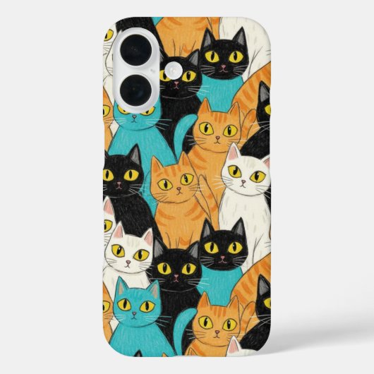 Grillige Kleurpotlood Kat Menigte Case-Mate iPhone Case (Achterkant)