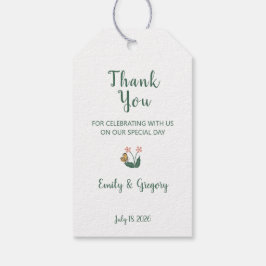 grillige kleurrijke bloemen bruiloft dank u cadeaulabel