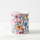 grillige kleurrijke bloemen monogrammed koffiemok (Center)