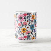 grillige kleurrijke bloemen monogrammed koffiemok (Center)