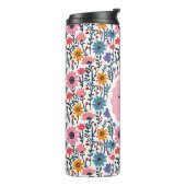  grillige kleurrijke bloemen monogrammed thermosbeker (Gedraaid links)