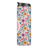  grillige kleurrijke bloemen monogrammed thermosbeker (Geroteerd rechts)