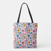 grillige kleurrijke bloemen monogrammed tote bag (Achterkant)