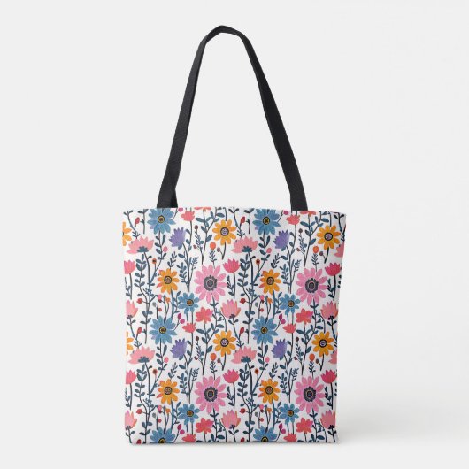  grillige kleurrijke bloemen monogrammed tote bag (Achterkant)