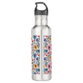  grillige kleurrijke bloemen monogrammed waterfles  (Achterkant)