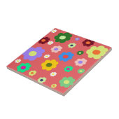 grillige kleurrijke bloemenretro, vrolijk, preppy tegeltje (Zijkant)