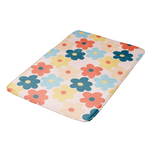 grillige kleurrijke bloemenretro vrolijke preppy badmat (Gekanteld)