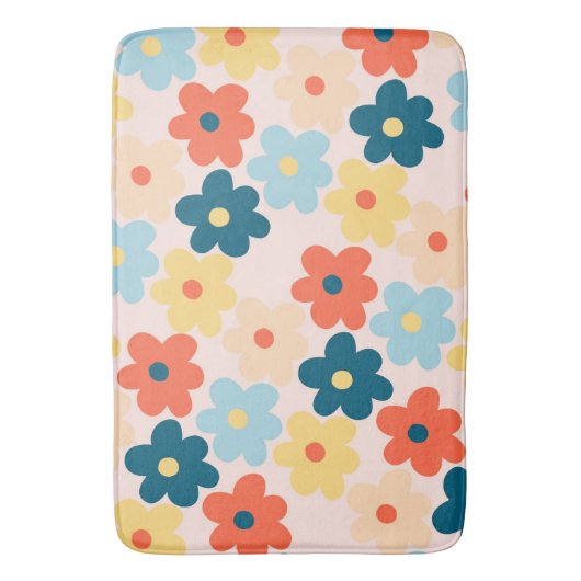 grillige kleurrijke bloemenretro vrolijke preppy badmat (Voorkant Verticaal)