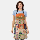grillige kleurrijke collage konijn schort (Gedragen)