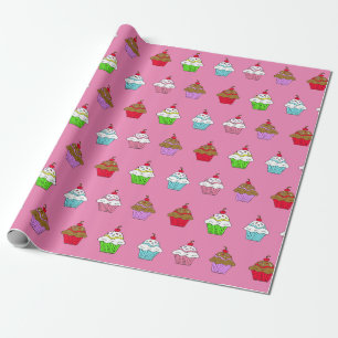 Grillige Kleurrijke Cupcake Cadeaupapier