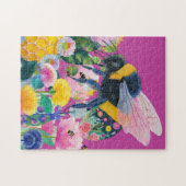 Grillige Kleurrijke Honingbij Wilde Bloem Legpuzzel (Horizontaal)
