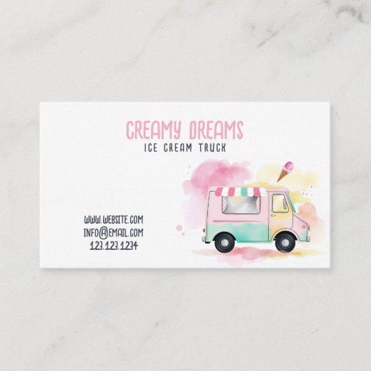 grillige kleurrijke ijscowagen visitekaartje (Voorkant)
