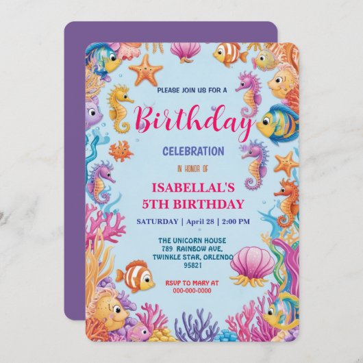 grillige kleurrijke Jellyfish zeepaardverjaardag Save The Date (Voorkant / Achterkant)