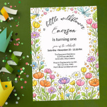 Grillige Kleurrijke Kleine Wilde Bloem 1e Verjaard