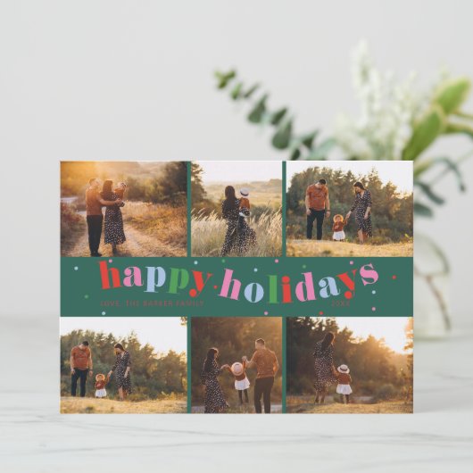 Grillige Kleurrijke Regenboog 6-foto Vakantiekaart Kaart (Staand voorkant)