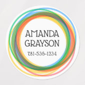 Grillige Kleurrijke Ringen Kinderen Waterdicht Labels (Design 1)