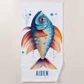 GRILLIGE, KLEURRIJKE VIS GEPERSONALISEERD STRANDLAKEN (Voorkant)