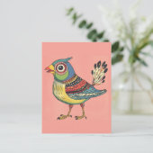 grillige kleurrijke vogel briefkaart (Staand voorkant)