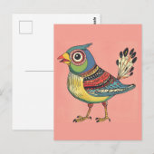 grillige kleurrijke vogel briefkaart (Voorkant / Achterkant)