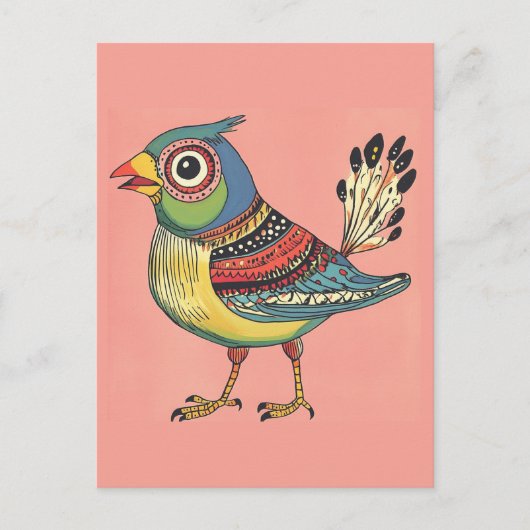 grillige kleurrijke vogel briefkaart (Voorkant)