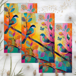 GRILLIGE KLEURRIJKE VOGELONTKOPPELING TISSUEPAPIER