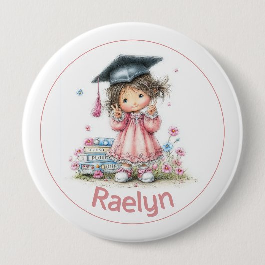 Grillige kleuterschool afstudeerfeest  ronde button 4,0 cm (Voorkant)