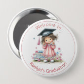 Grillige kleuterschool afstudeerfeest  ronde button 4,0 cm (Voorkant /achterkant)