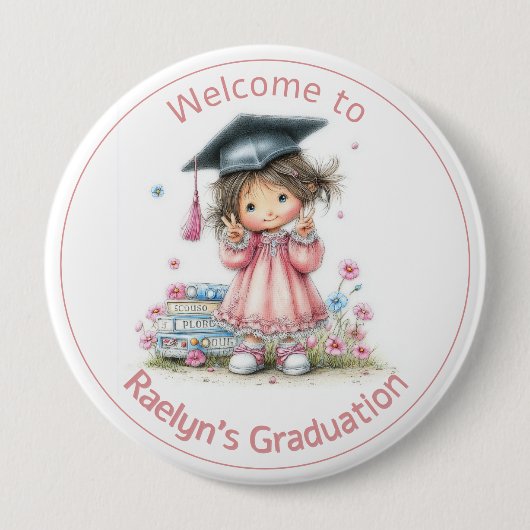 Grillige kleuterschool afstudeerfeest  ronde button 4,0 cm (Voorkant)