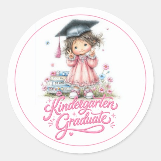Grillige kleuterschool afstudeerfeest ronde sticker (Voorkant)