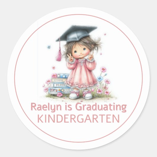 Grillige kleuterschool afstudeerfeest ronde sticker (Voorkant)