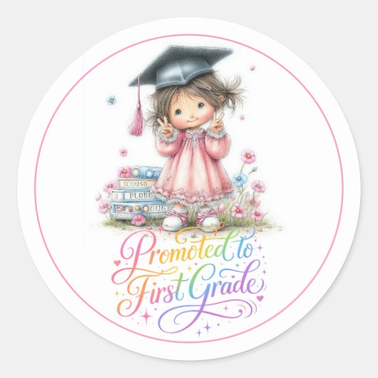 Grillige kleuterschool afstudeerfeest ronde sticker (Voorkant)