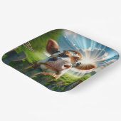 grillige Koe die over het hek kijkt Papieren Bordje (Gebogen)