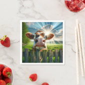 grillige Koe die over het hek kijkt Servet (Insitu)